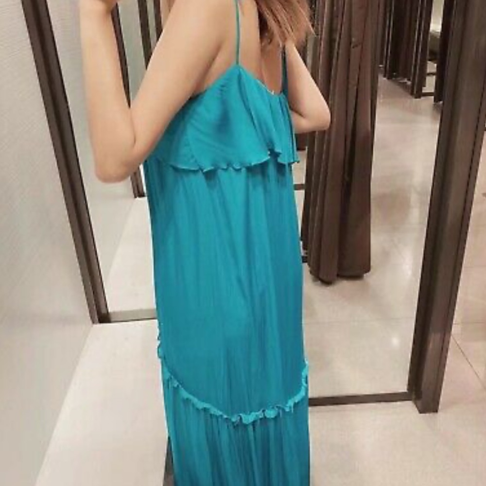 NWT Zara Turquoise Ruffled Dress - Picture 6 of 13